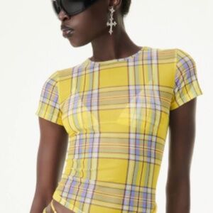 NWT MIAOU DION MINI TEE DION PLAID SMALL